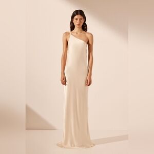 Shona Joy La Lune One Shoulder Cowl Back Maxi Dress Cream NWT Womens 6